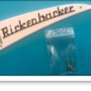 WHITE RICKENBACKER TRUSS ROD COVER WITH RAISED BLACK LETTERS  THREE SCREWS